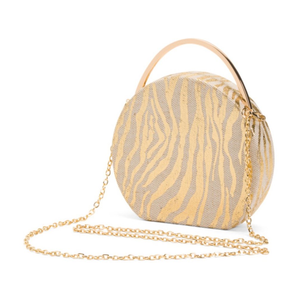 Urban Tiger Print Linen Top Handle Round bag - Picture 1 of 3